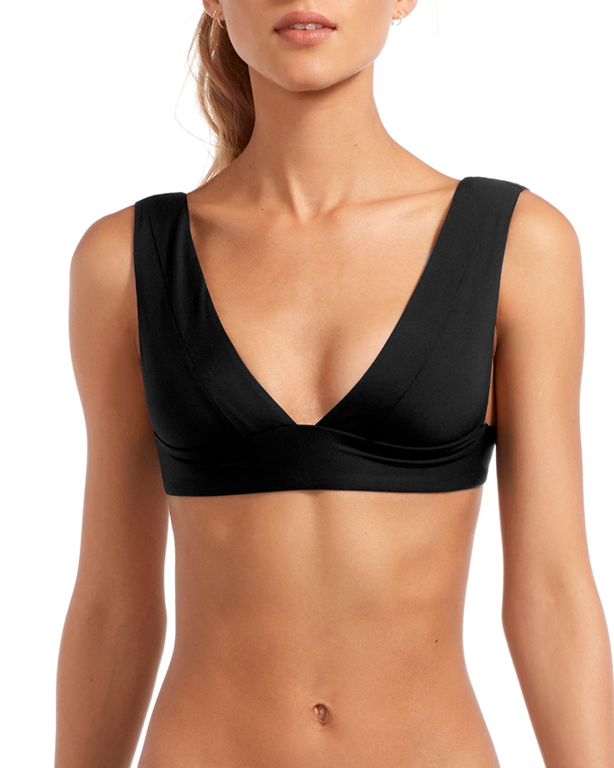 Vitamin A Magnolia V Neck Bikini Top Black Ecolux