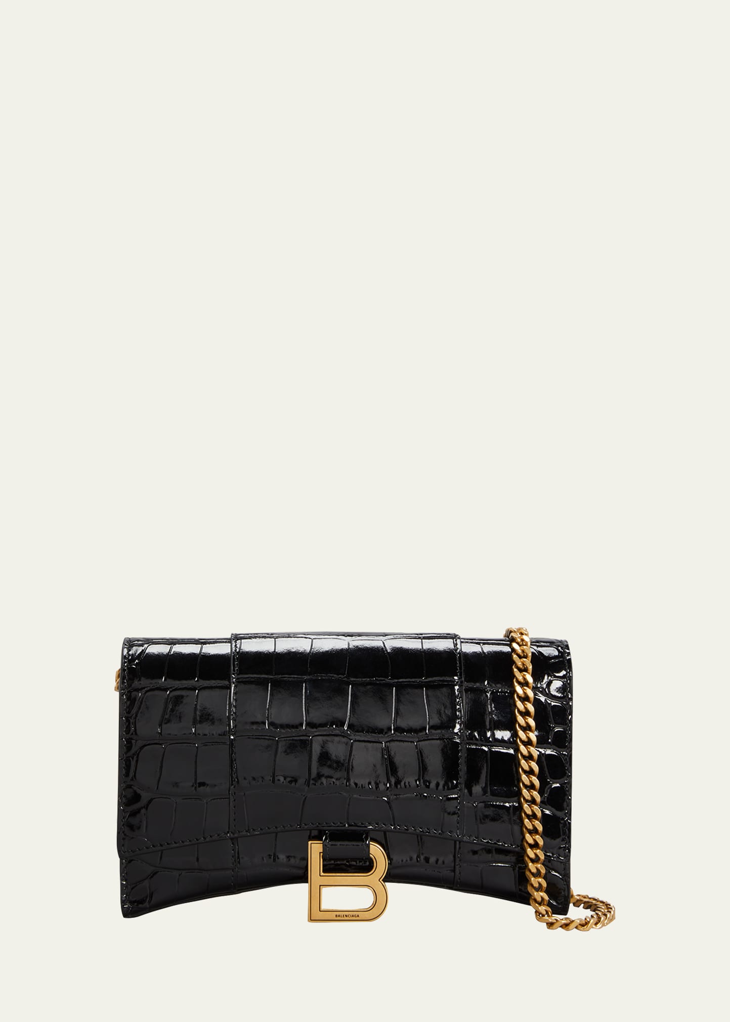Balenciaga Hourglass Shiny Mock-Croc Chain Wallet - Bergdorf