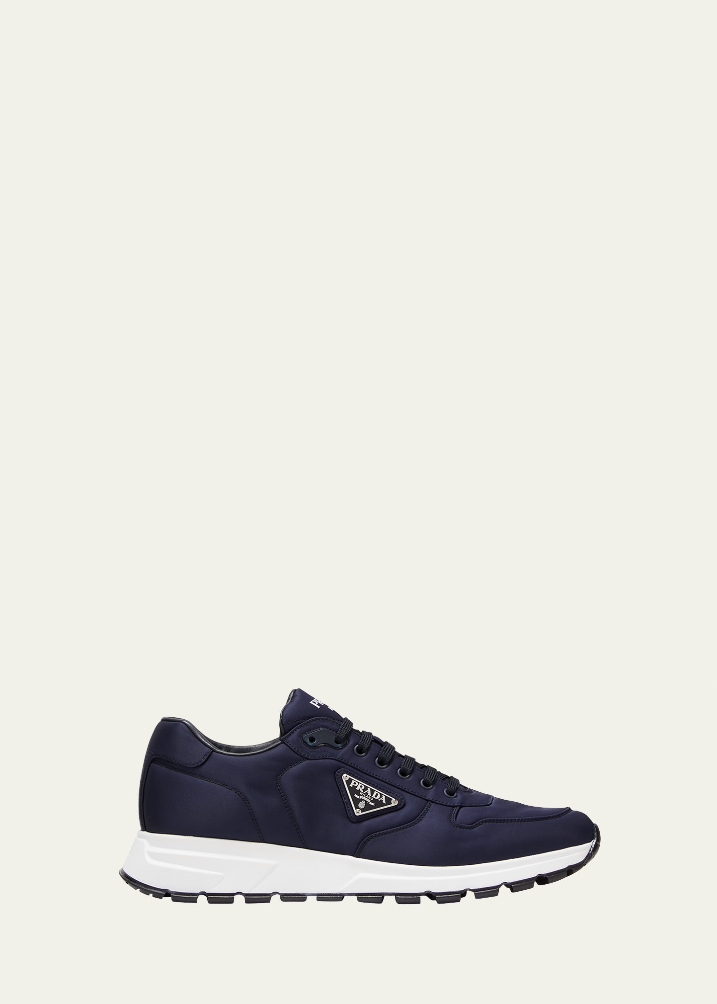 Prada Men's Prax Triangle Logo Nylon Low-Top Sneakers