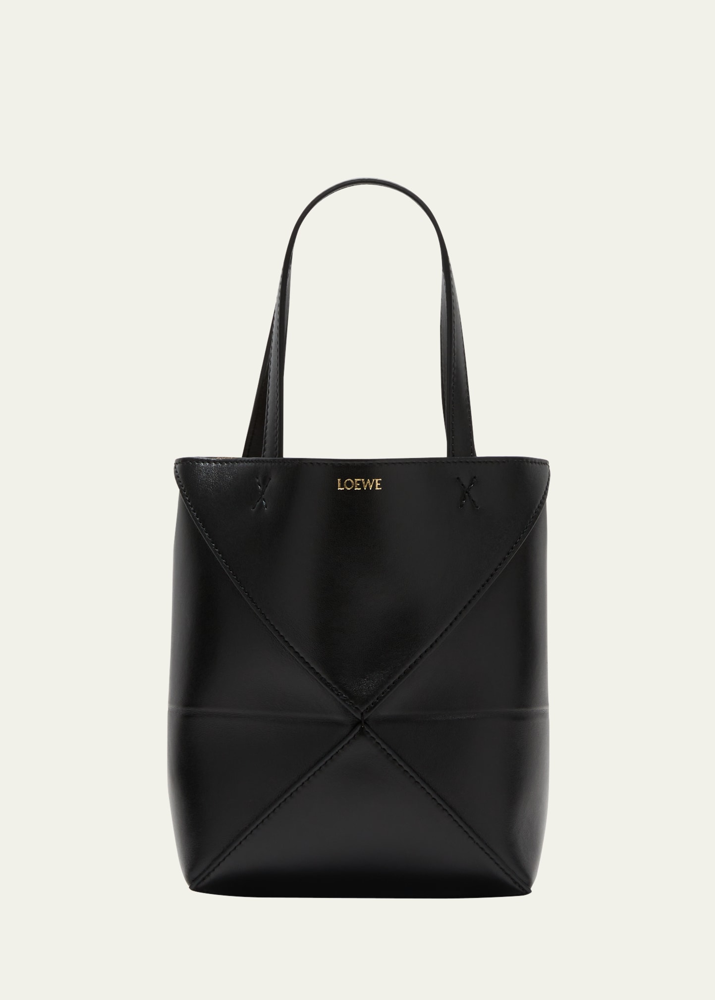 Loewe Puzzle Fold Mini Tote Bag in Shiny Leather - Bergdorf Goodman