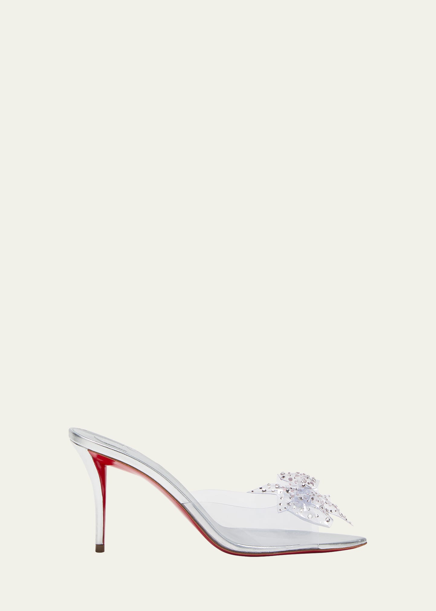 Christian Louboutin Aqua Strass Bow Mules 80 Silver 35