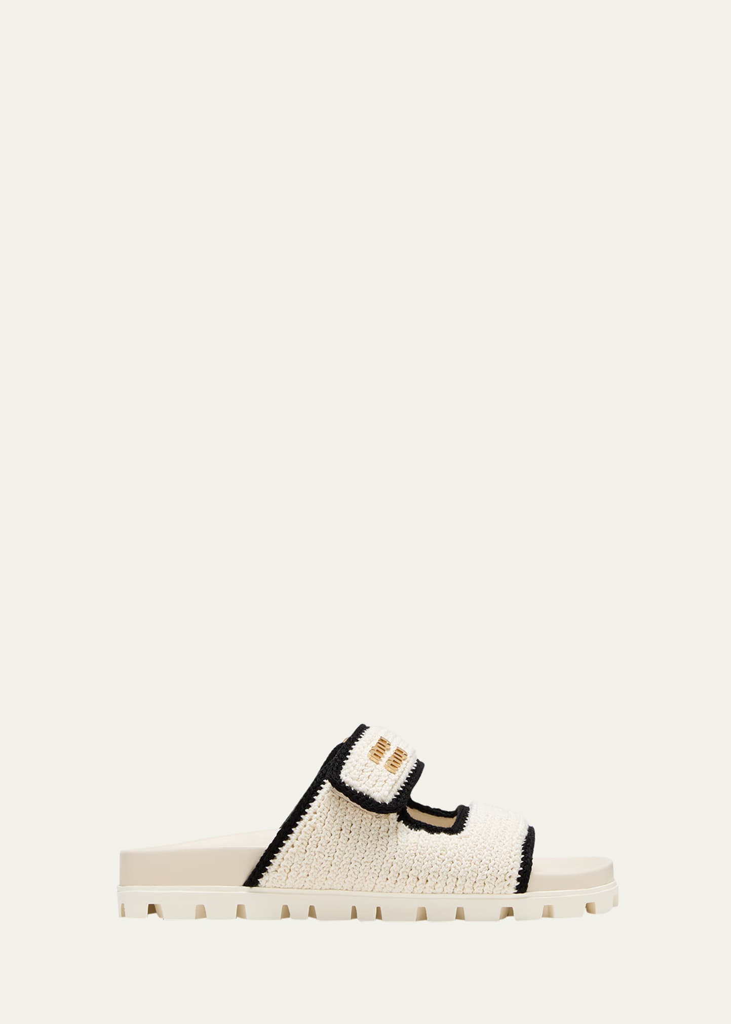 Miu Miu Bicolor Crochet Grip Slide Sandals - Bergdorf Goodman