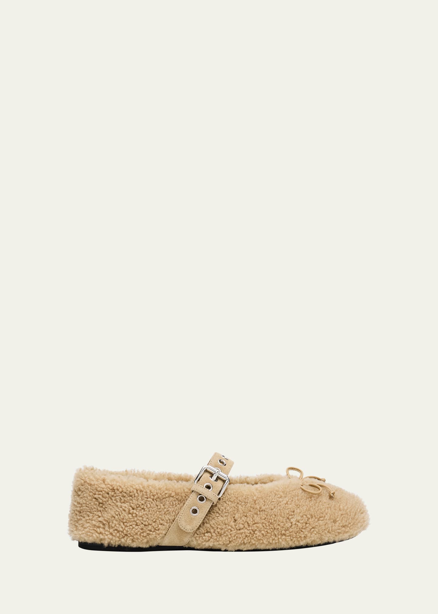Miu Miu Shearling Mary Jane Ballerina Flats - Bergdorf Goodman