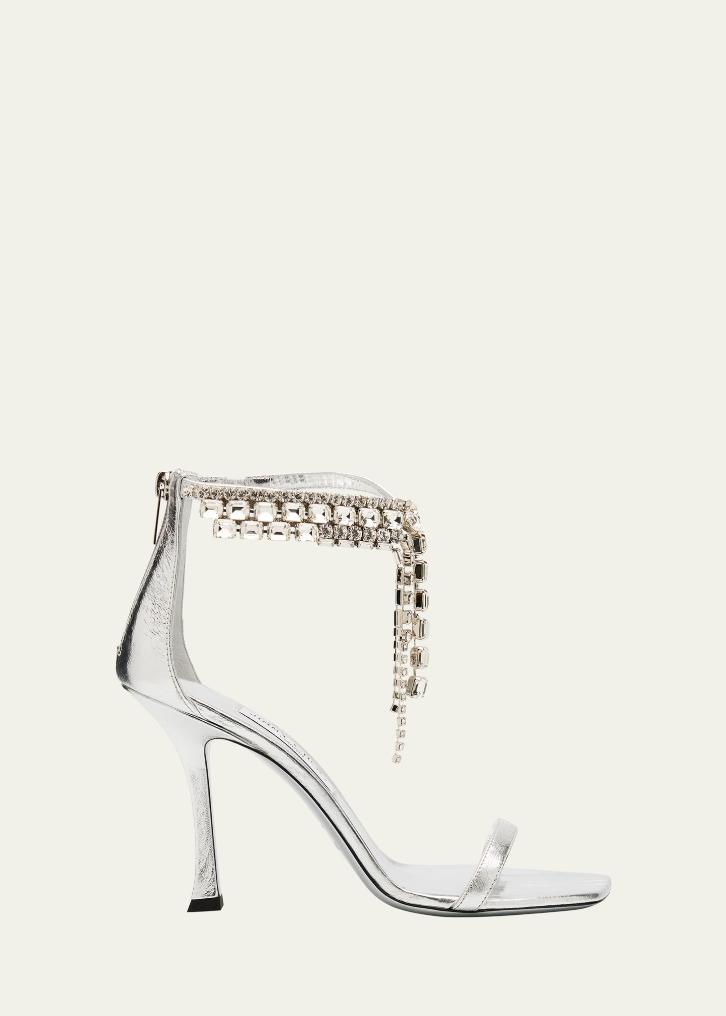 Jimmy Choo Verity Metallic Leather Crystal-Cuff Sandals