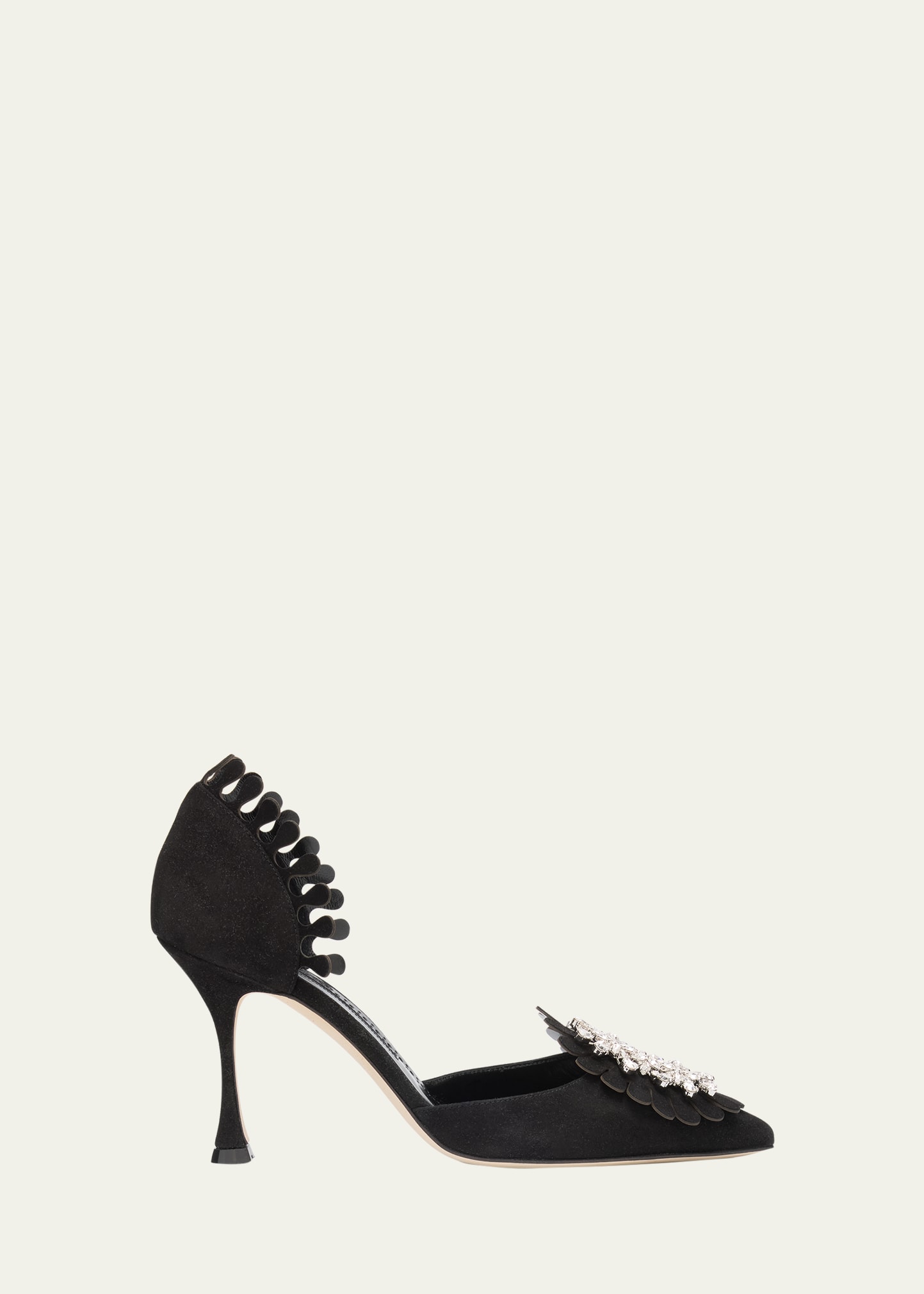 Manolo Blahnik Shog Suede Jewel-Embellished Pumps - Bergdorf