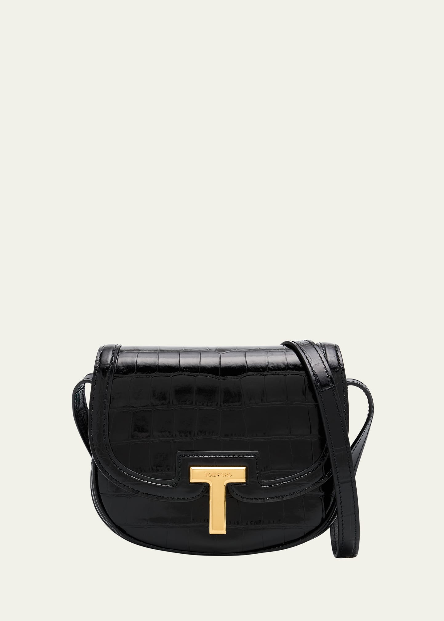 TOM FORD Wallis Mini Flap Shoulder Bag in Shiny Croc