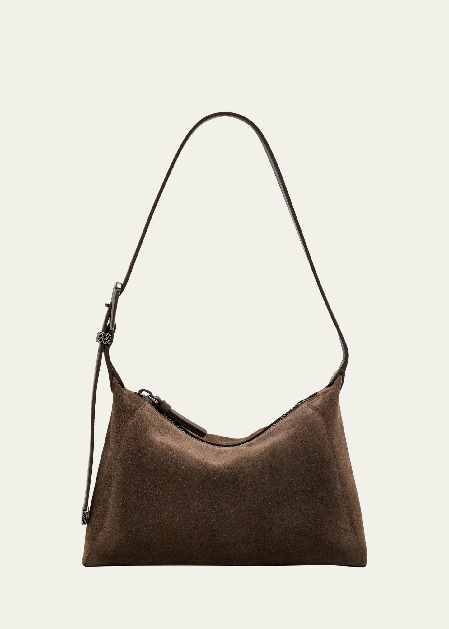Brunello Cucinelli Monili Zip Leather Shoulder Bag