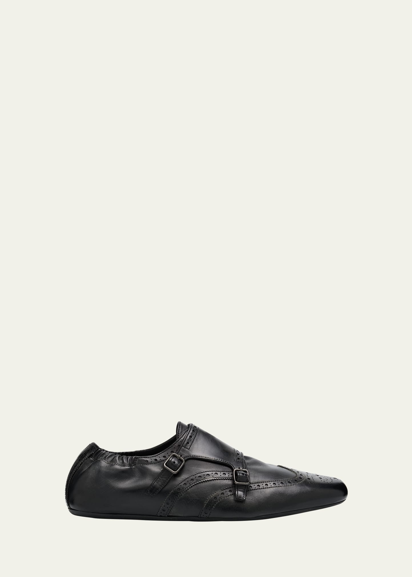 Prada Men's Shuffle Brogue Leather Double-Monk Slip-On