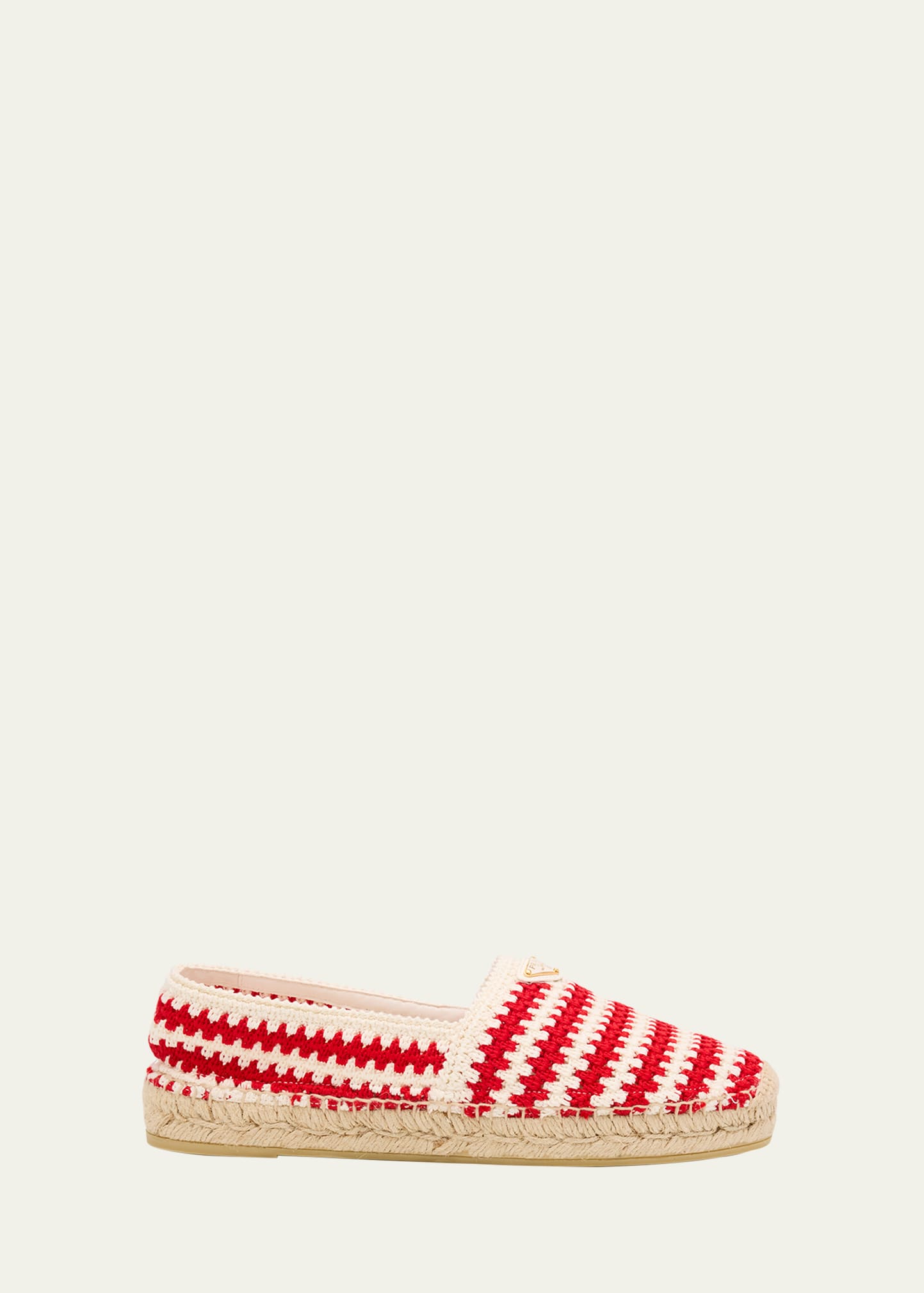 Prada Striped Cotton Crochet Espadrilles - Bergdorf Goodman