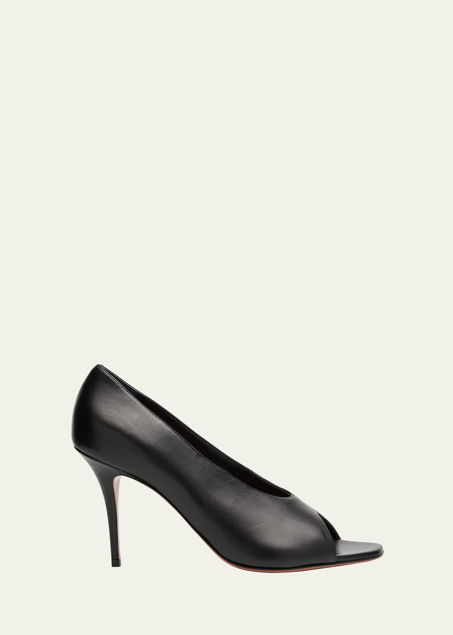 Amina Muaddi Julianne Peep-Toe Leather Pumps - Bergdorf Goodman