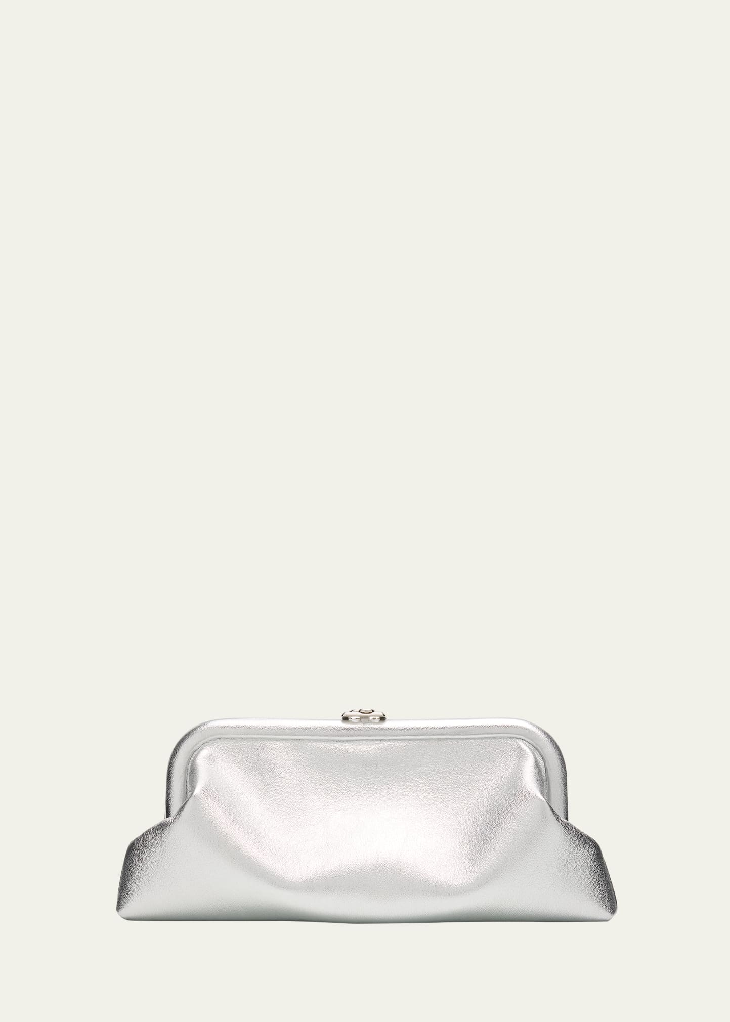 Jimmy Choo Skylar Frame Metallic Leather Clutch Bag