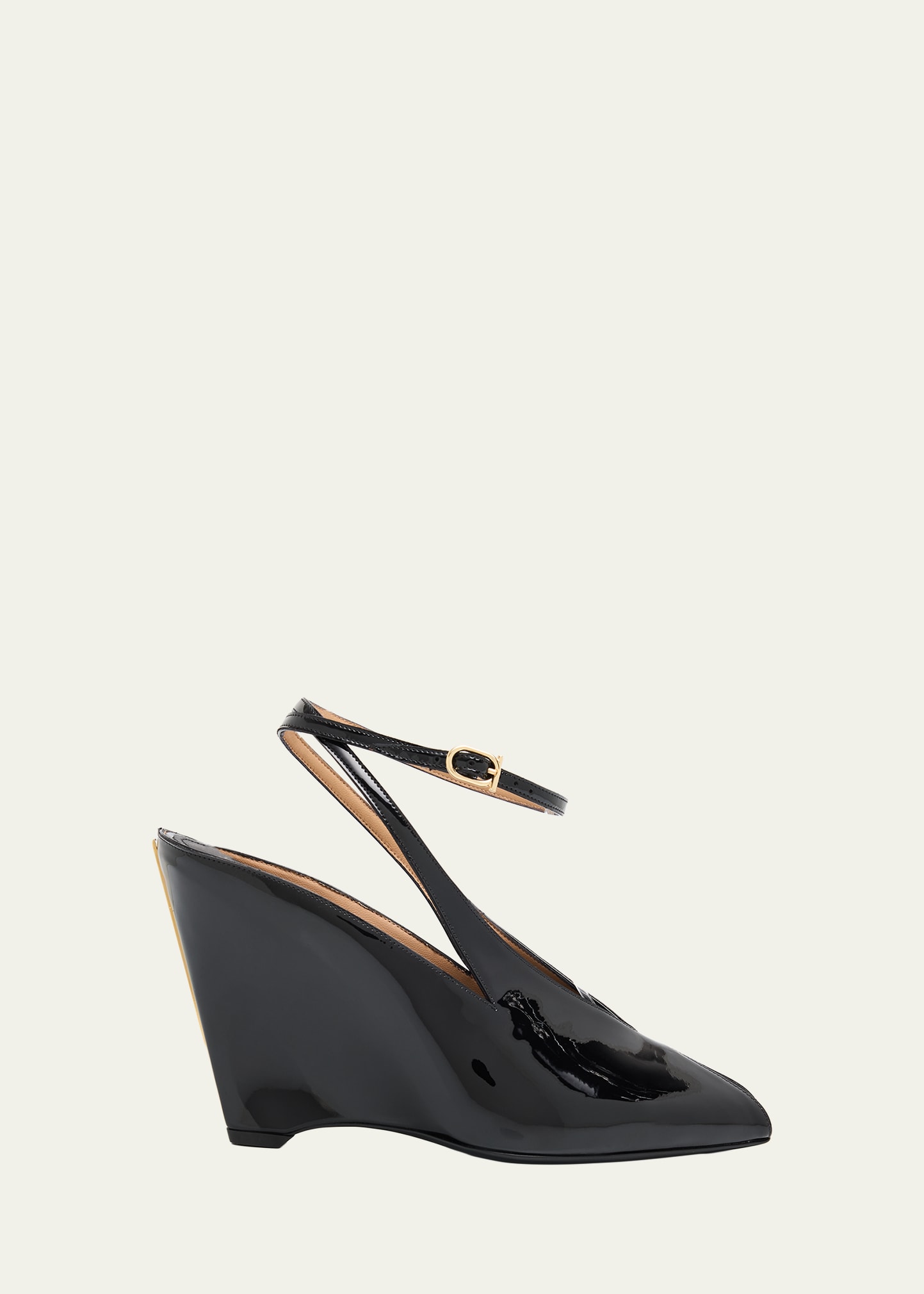 Ferragamo 95mm Arcadia Patent Wedge Sandals - Bergdorf Goodman