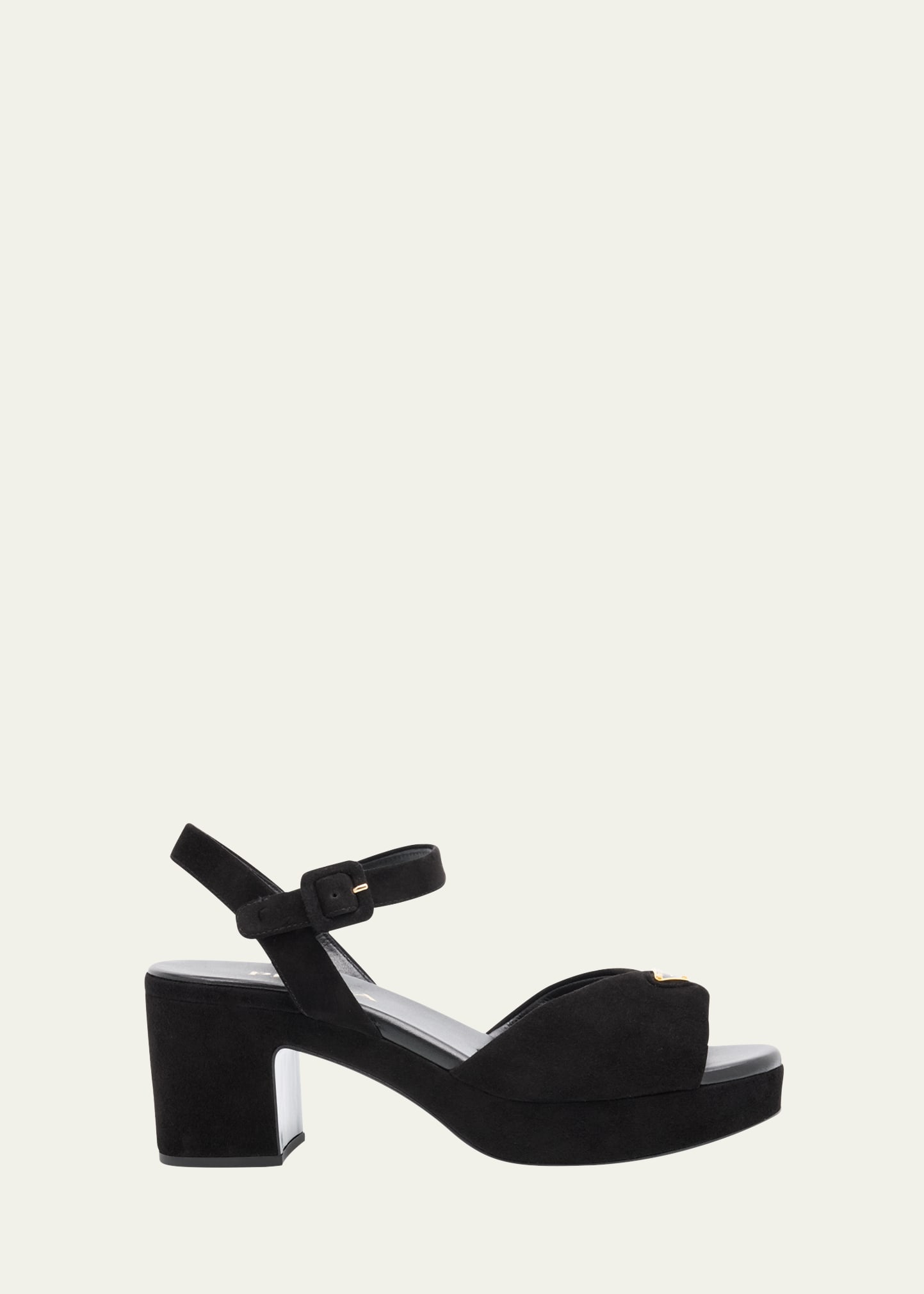 Prada Suede Triangle Logo Platform Sandals - Bergdorf Goodman