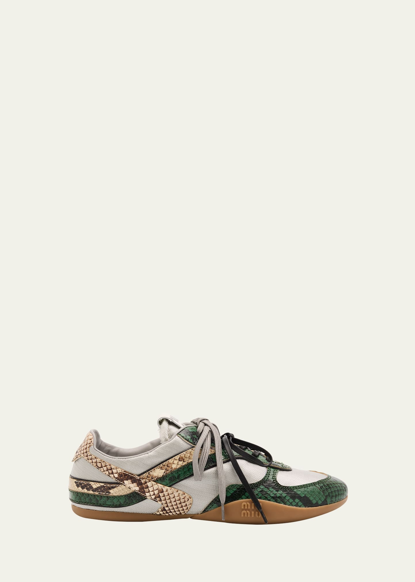 Miu Miu Gymnasium Technical Fabric and Python Low-Top Sneakers