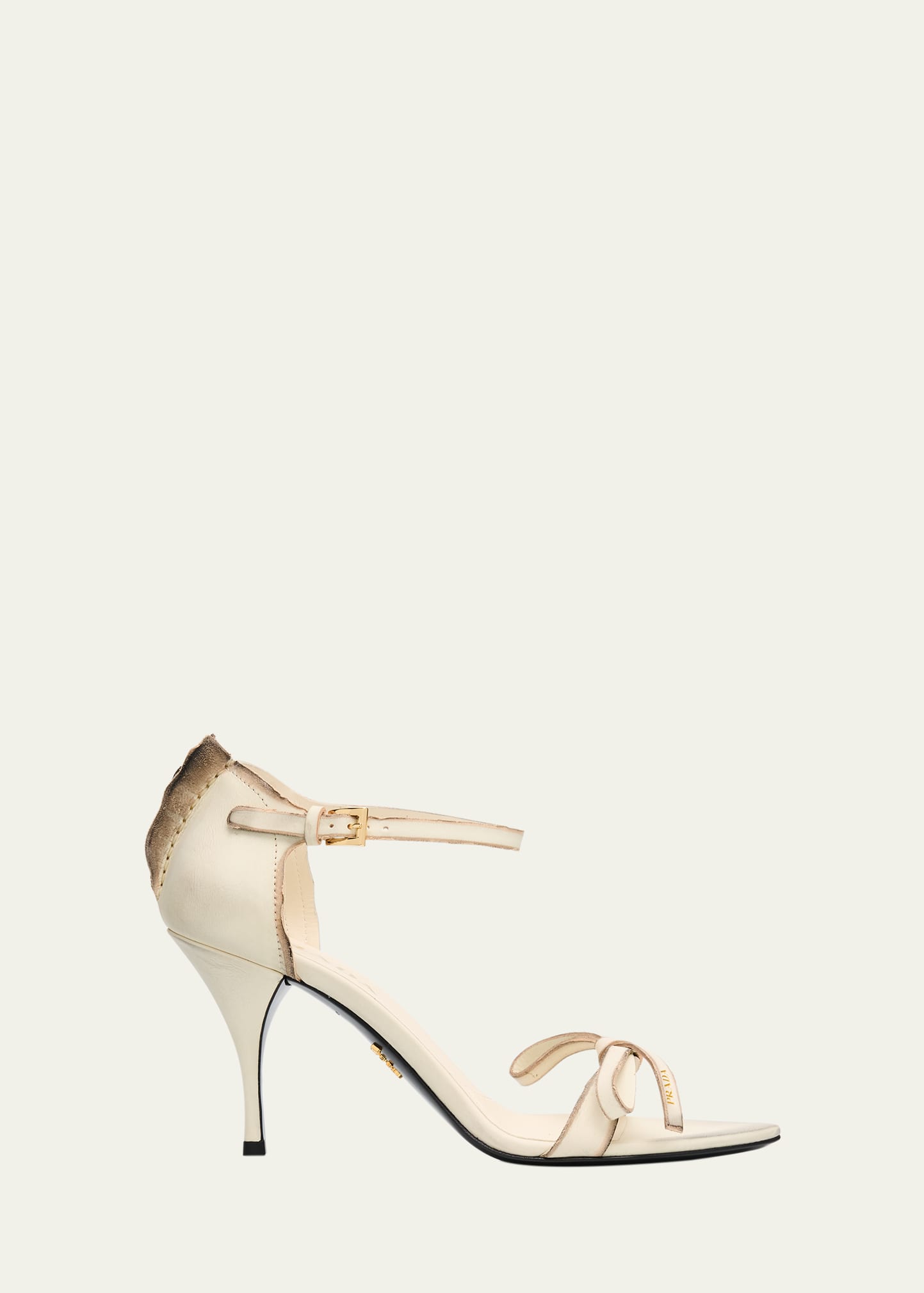 Prada 85mm Distressed Leather Bow Sandals - Bergdorf Goodman