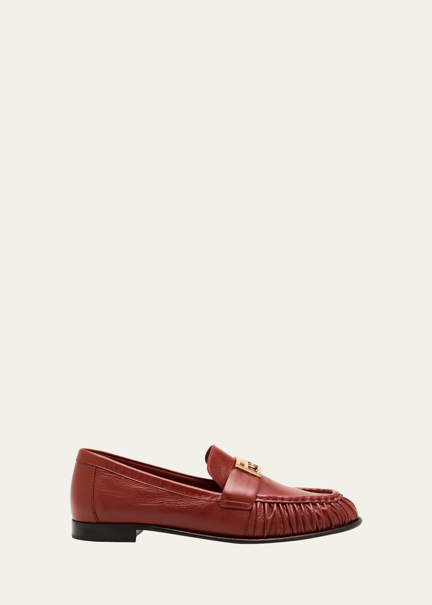 Fendi Baguette Ruched Leather Loafers - Bergdorf Goodman