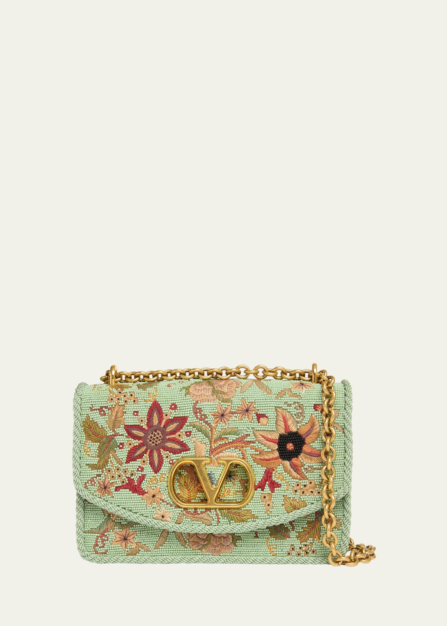 VALENTINO GARAVANI ビーズバッグ 2点セット 花柄 Valentino Garavani Beaded Floral-Embroidered Shoulder Strap