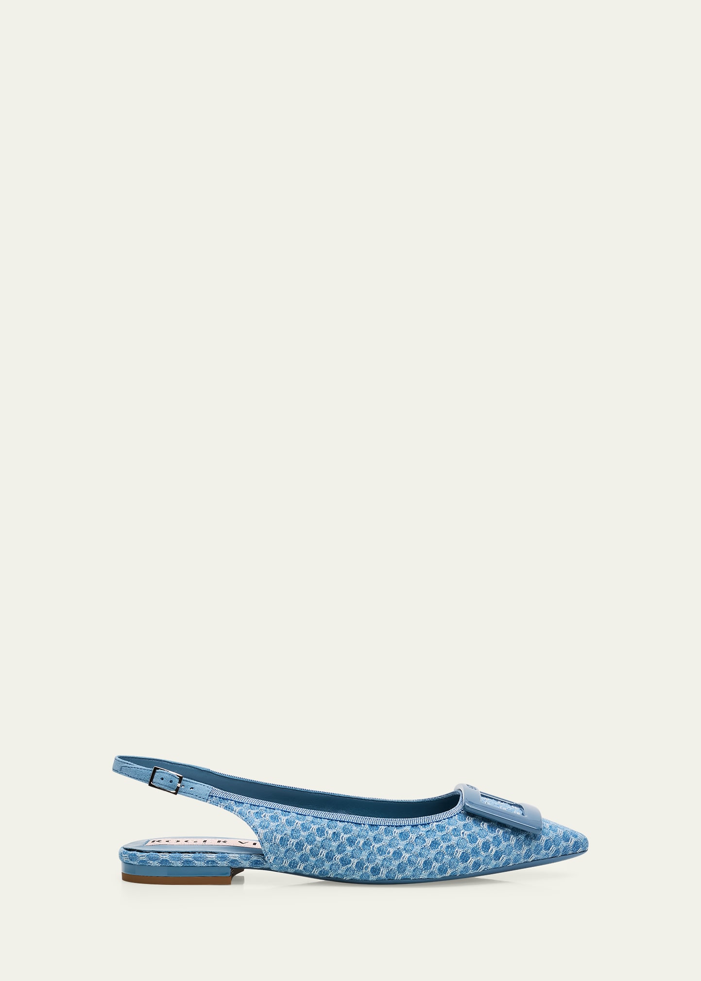 Roger Vivier Gommettine Denim Slingback Flats - Bergdorf Goodman