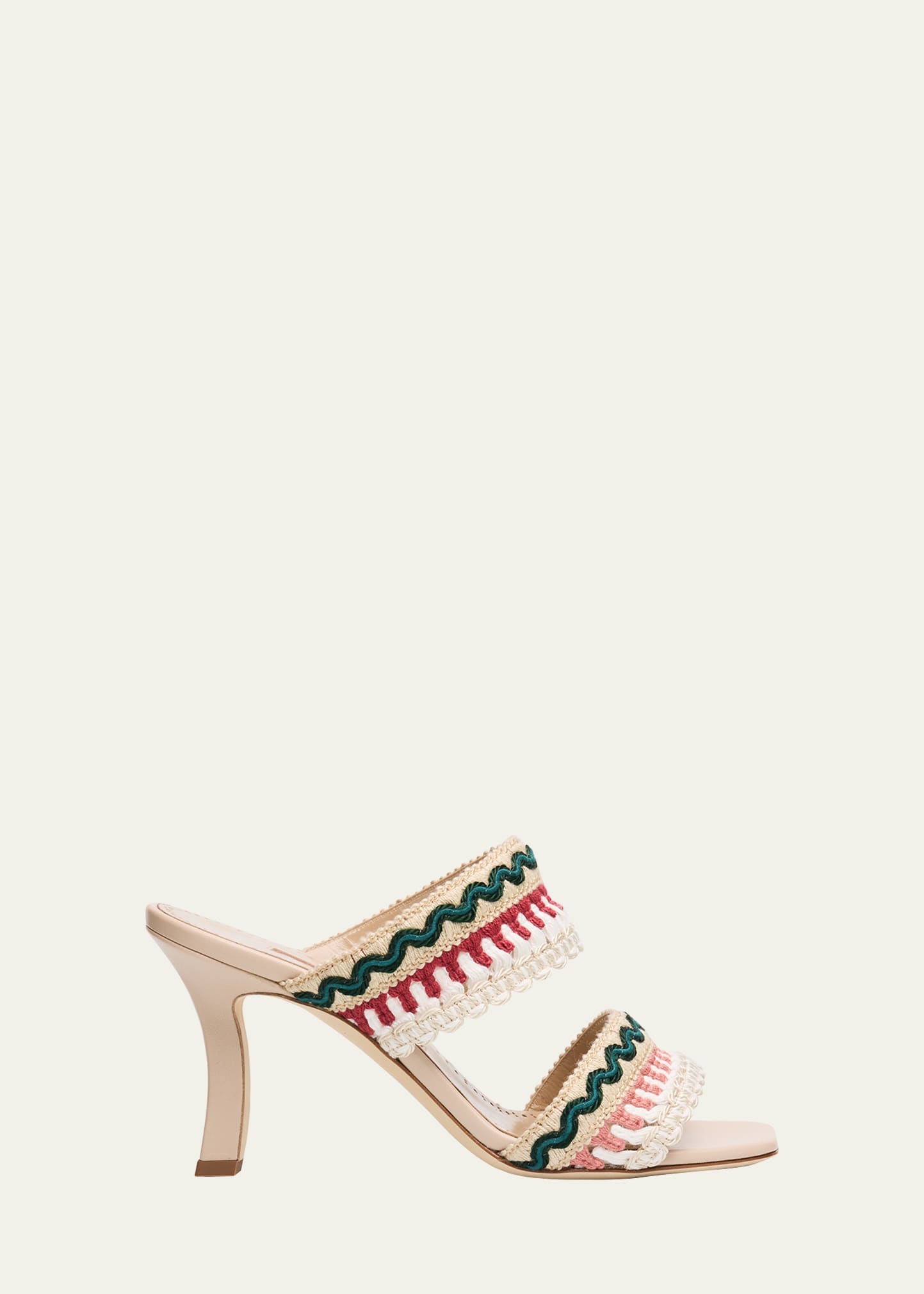 Manolo Blahnik 90mm Mabecomu Embroidered Mule Sandals - Bergdorf