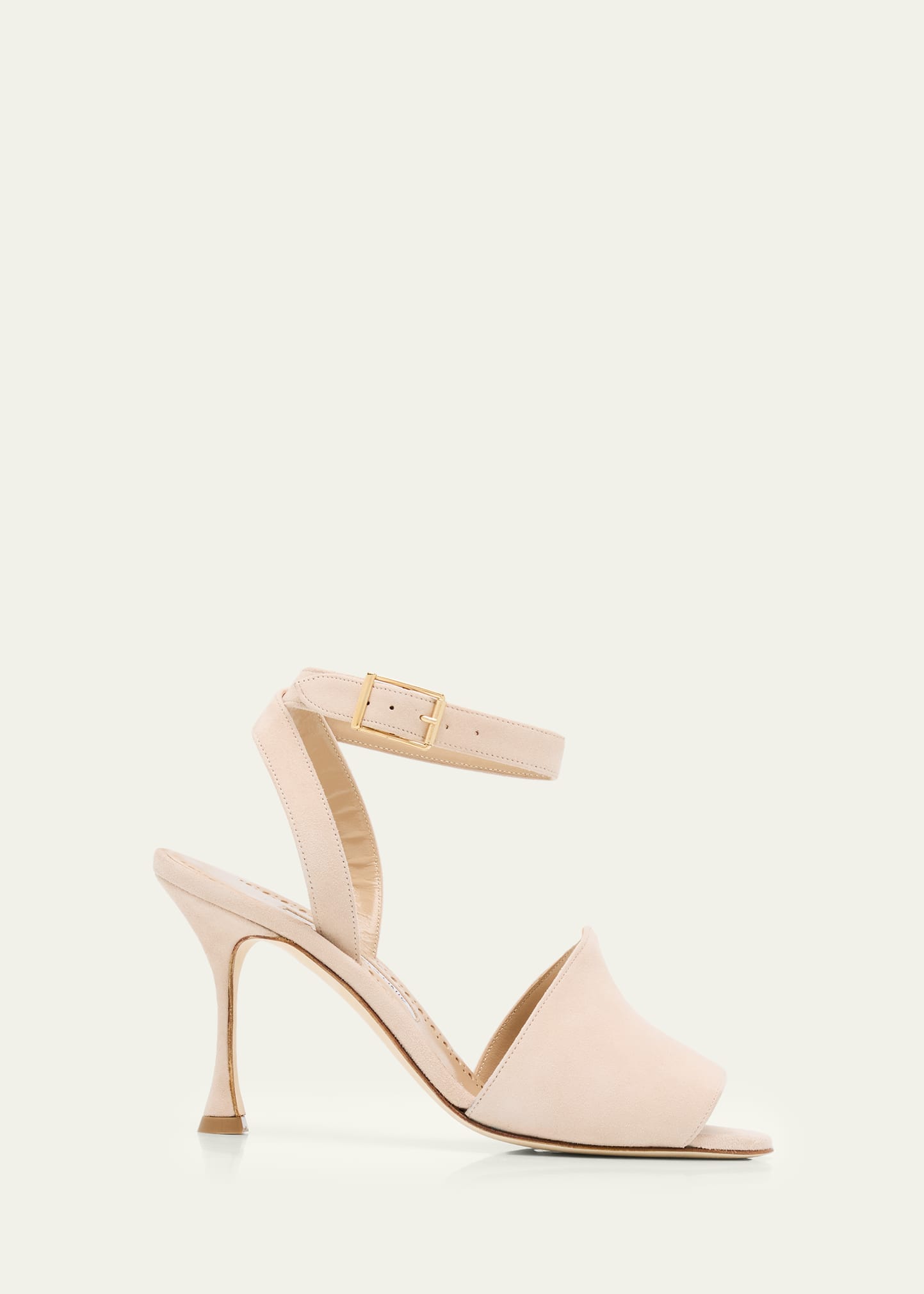 Manolo Blahnik 90mm Triananu Suede Ankle-Strap Sandals - Bergdorf