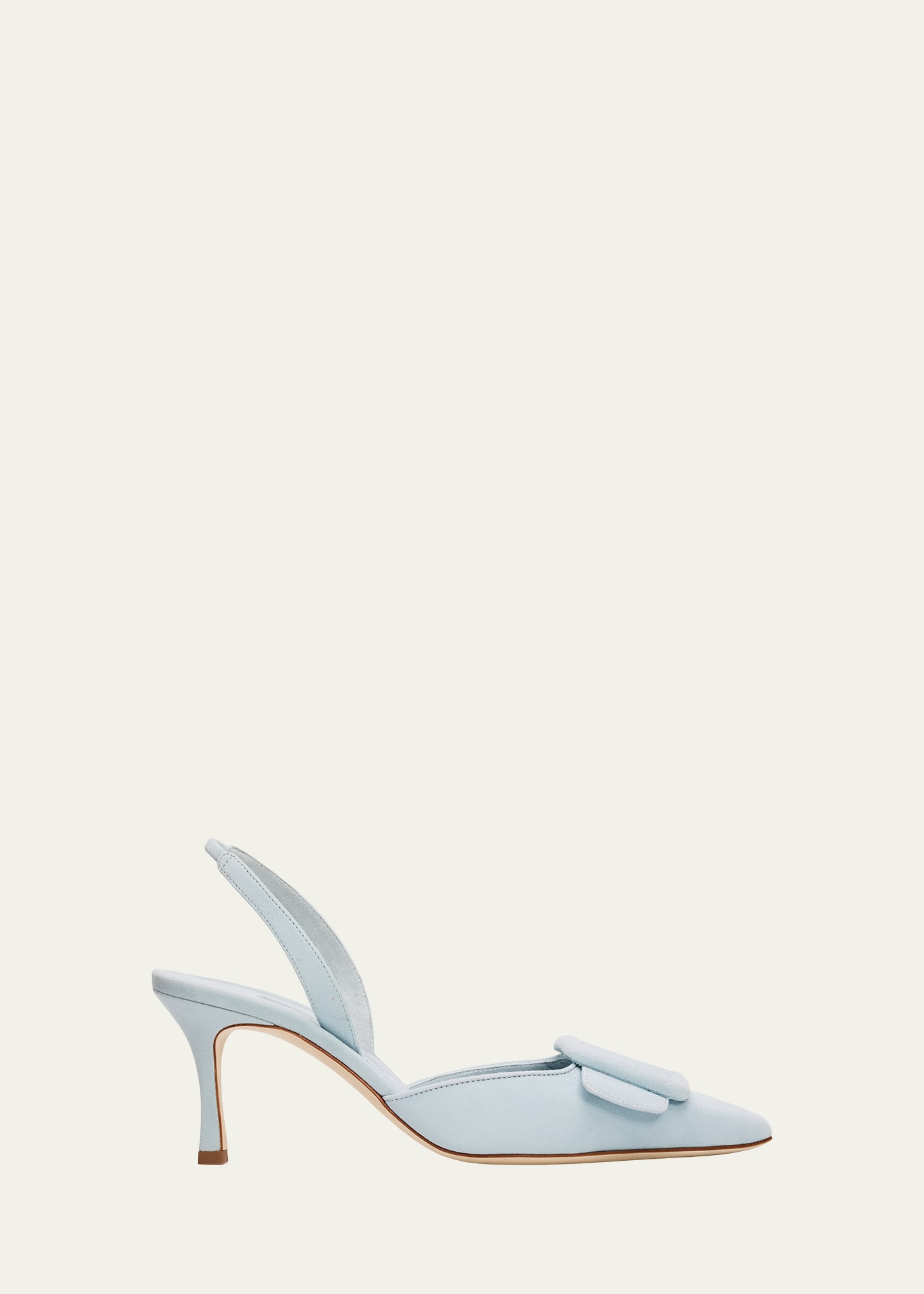MANOLO BLAHNIK ライトブルー ハイヒールパンプス　maysli Manolo Blahnik 50mm Maysli Suede Buckle Slingback Pumps - Bergdorf