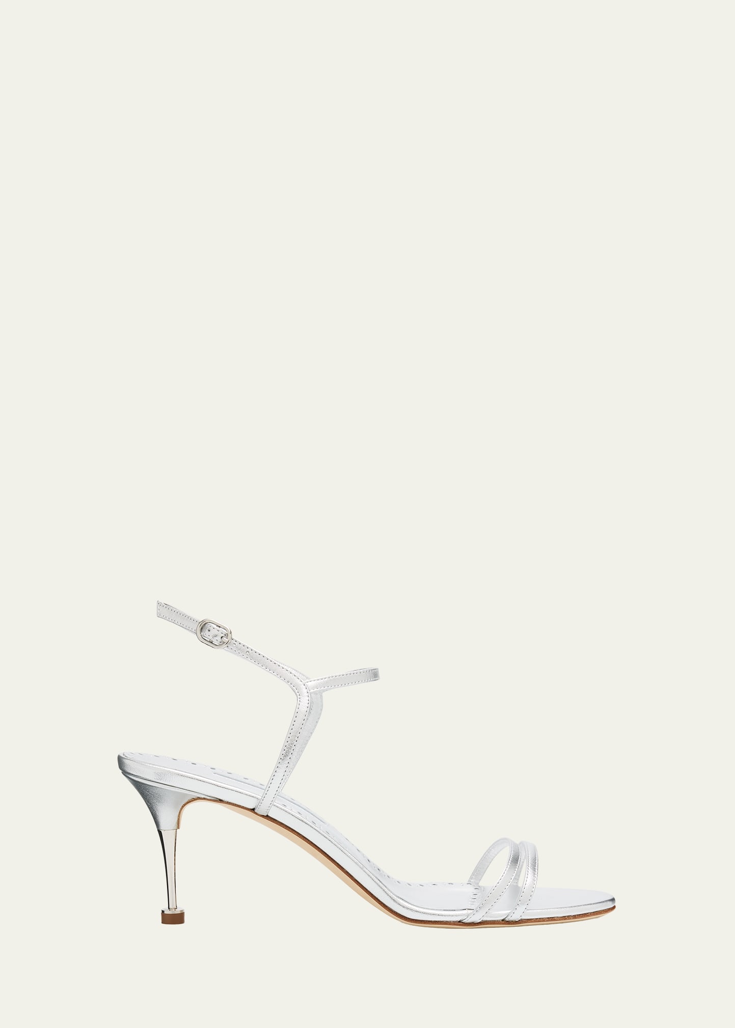 Manolo Blahnik 105mm Ciagalo Metallic Leather Sandals - Bergdorf