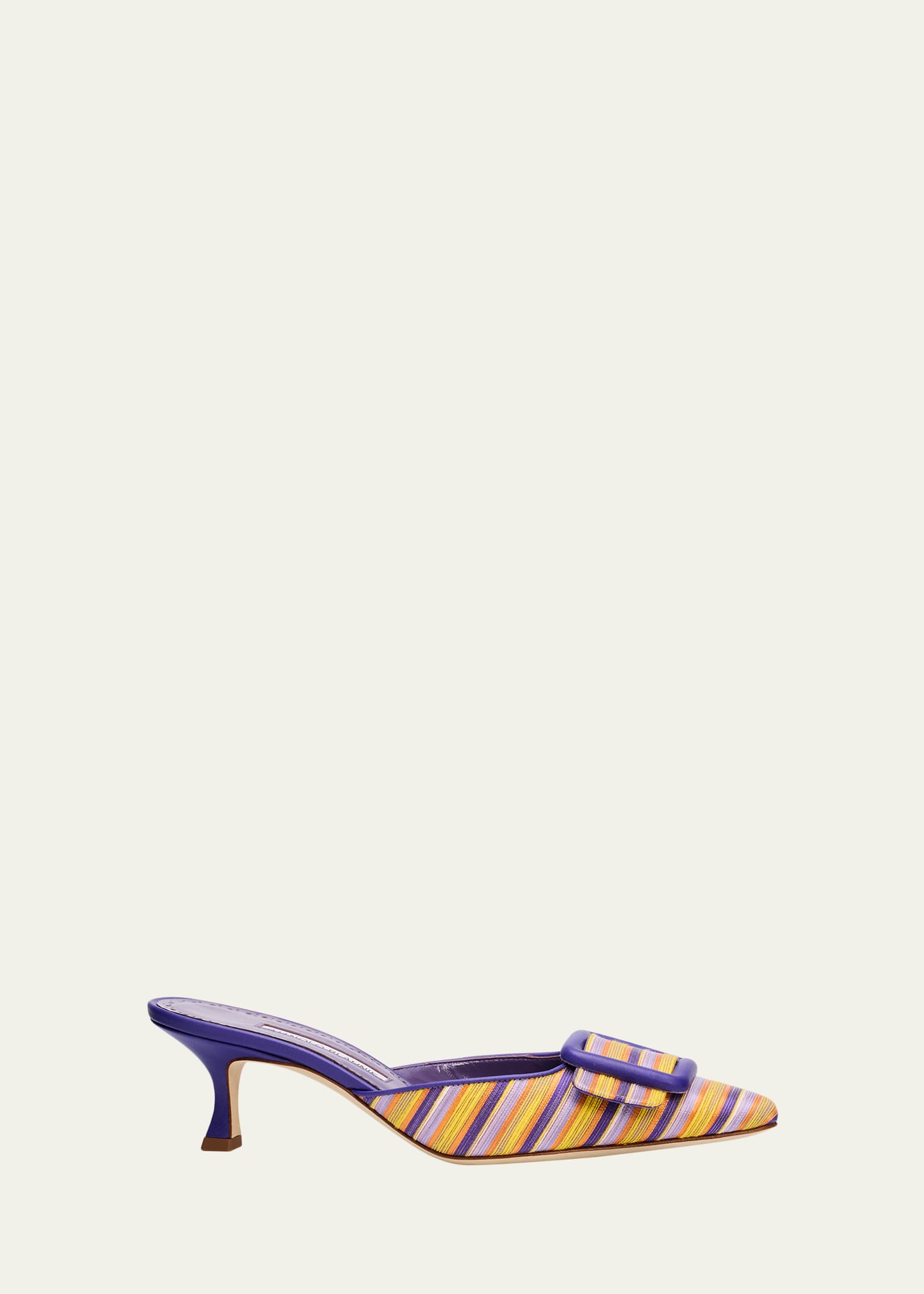 Manolo Blahnik 50mm Maysalebi Striped Mule Pumps - Bergdorf Goodman
