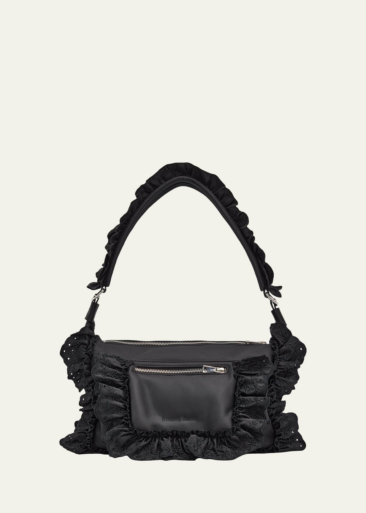 Simone Rocha Pillow Embroidered Ruffle-Trim Shoulder Bag
