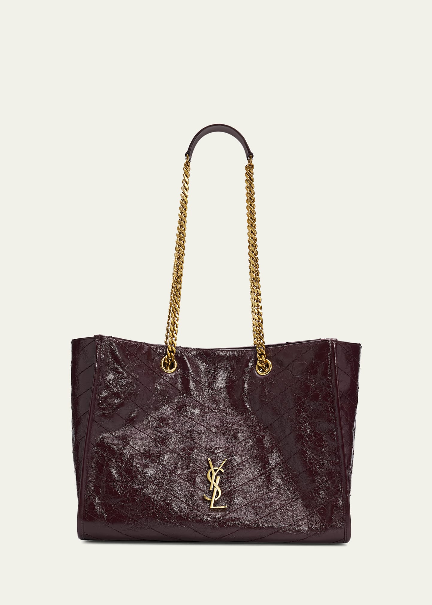 Saint Laurent Niki YSL Chevron Quilted Shopping Tote Bag