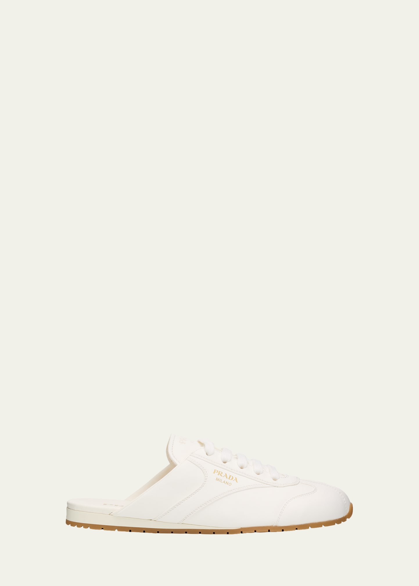 【お値下げしました！】PRADA ベージュ ミュール 中ヒール Prada Spark Leather Sneaker Mules - Bergdorf Goodman