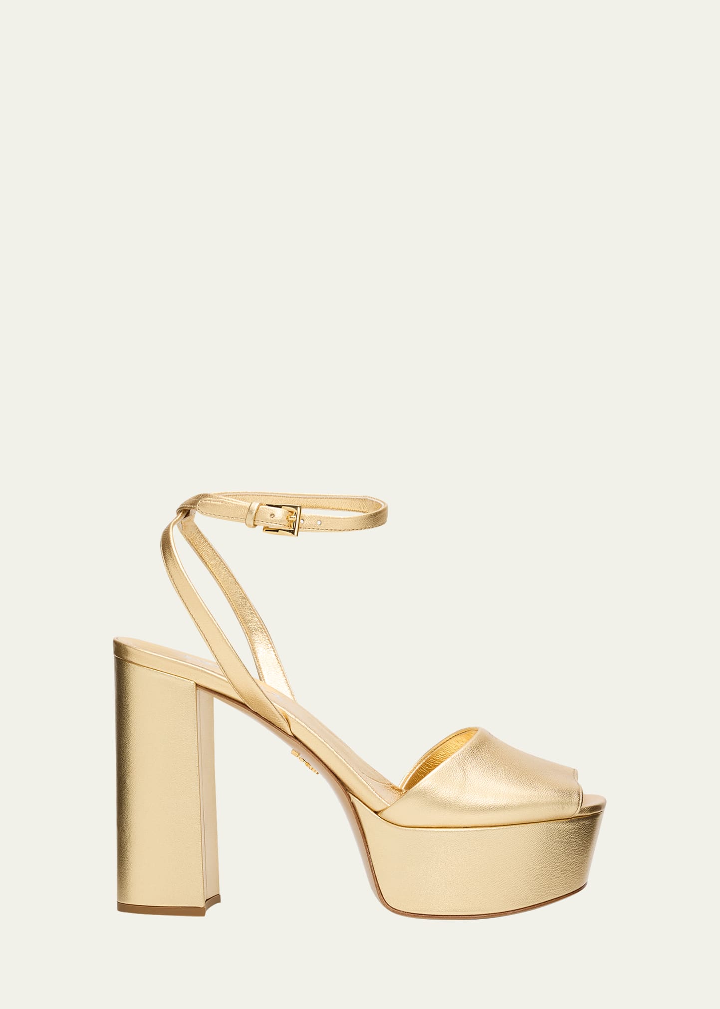 Prada 115mm Metallic Leather Platform Sandals - Bergdorf Goodman
