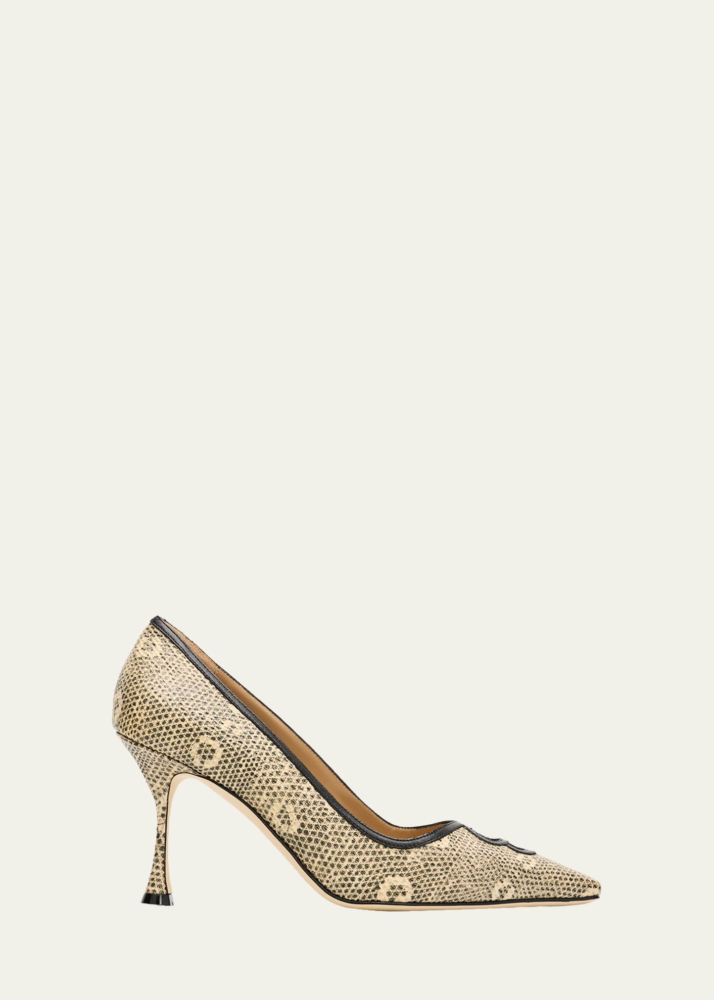 Manolo Blahnik 90mm Berry Snake-Embossed Leather Pumps - Bergdorf