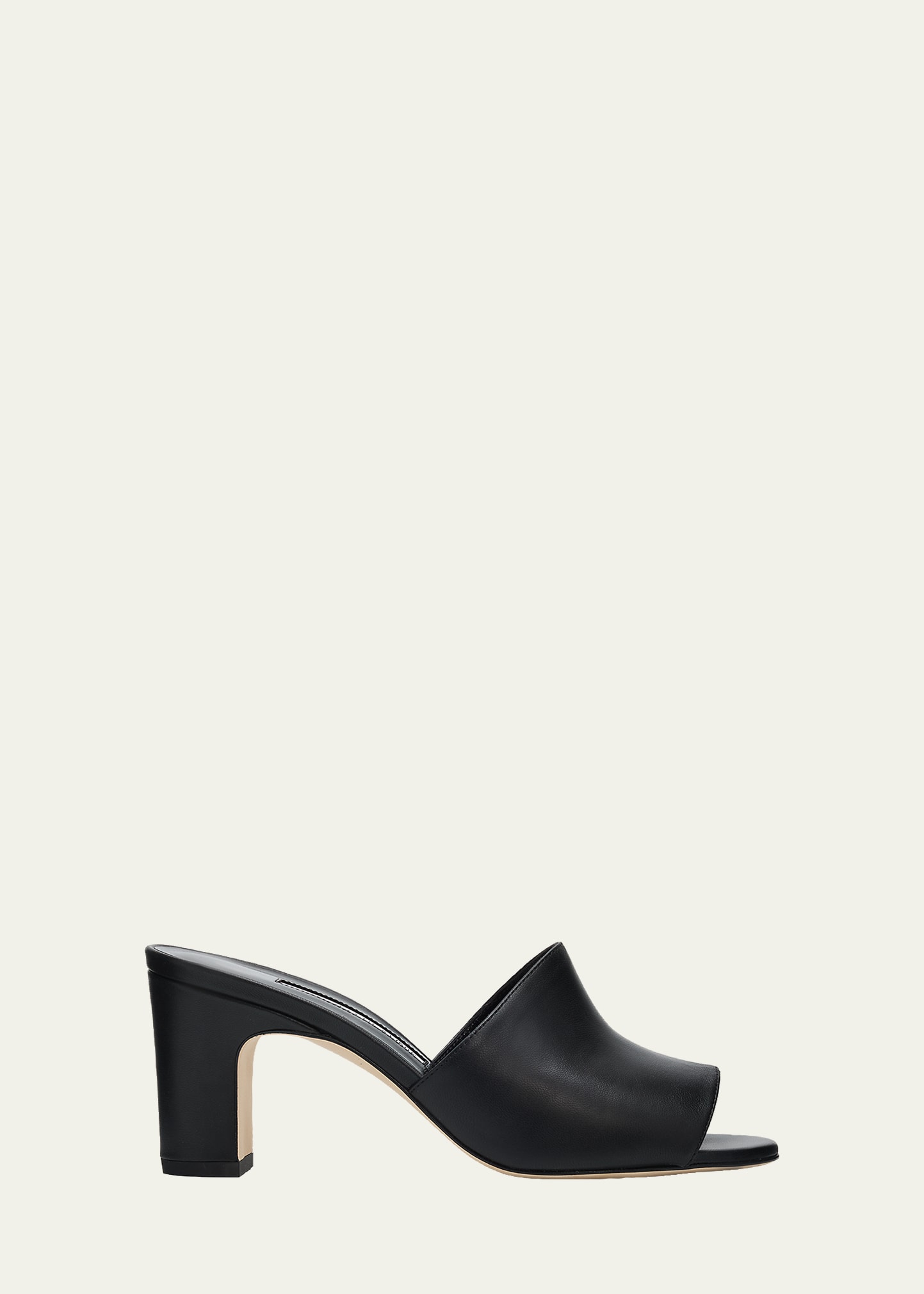 Manolo Blahnik 70mm Rapallabar Leather Mules - Bergdorf Goodman