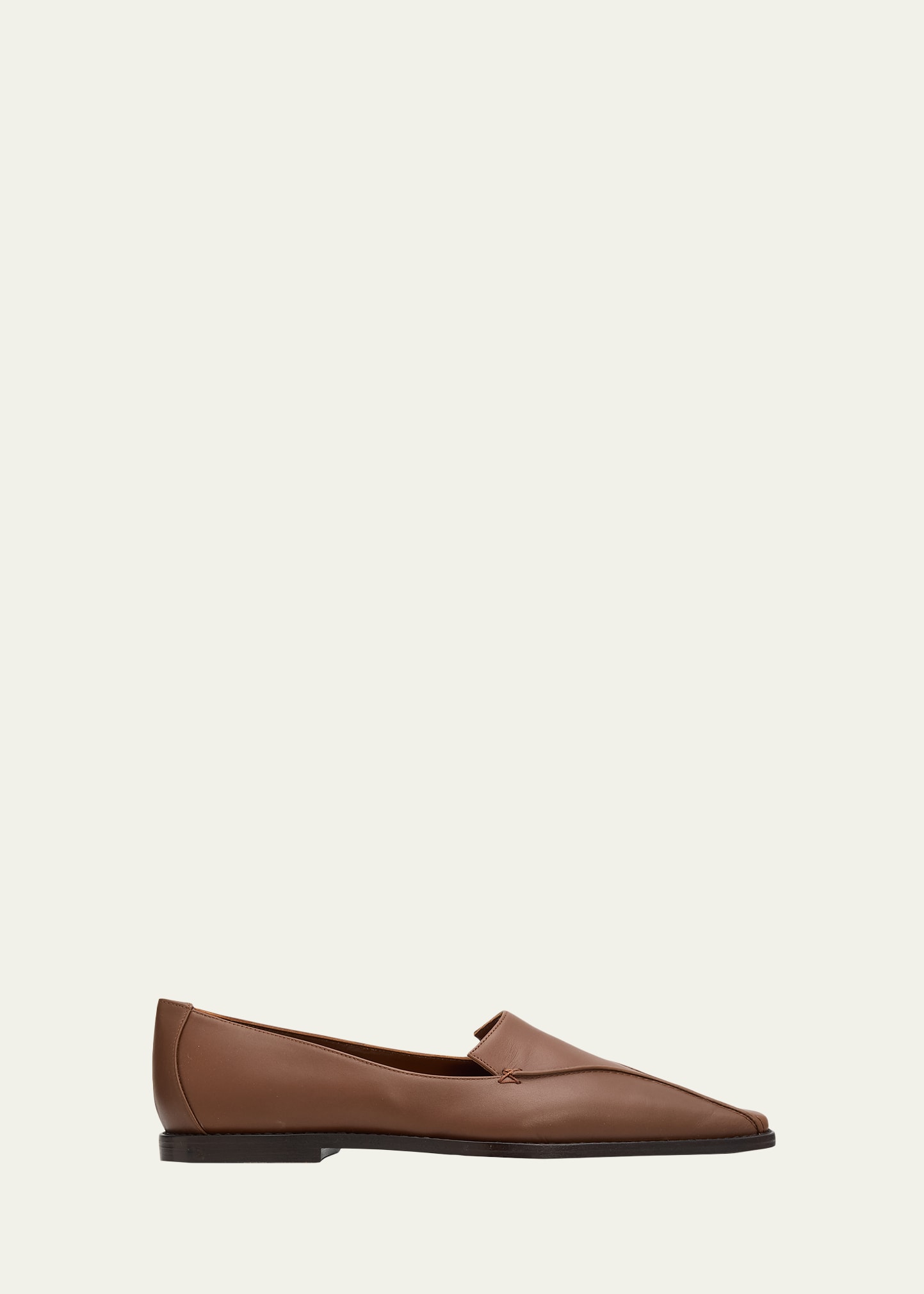 MANOLO BLAHNIK ブラウンフラットシューズ 38½ Manolo Blahnik Cleofelo Leather Flats - Bergdorf Goodman