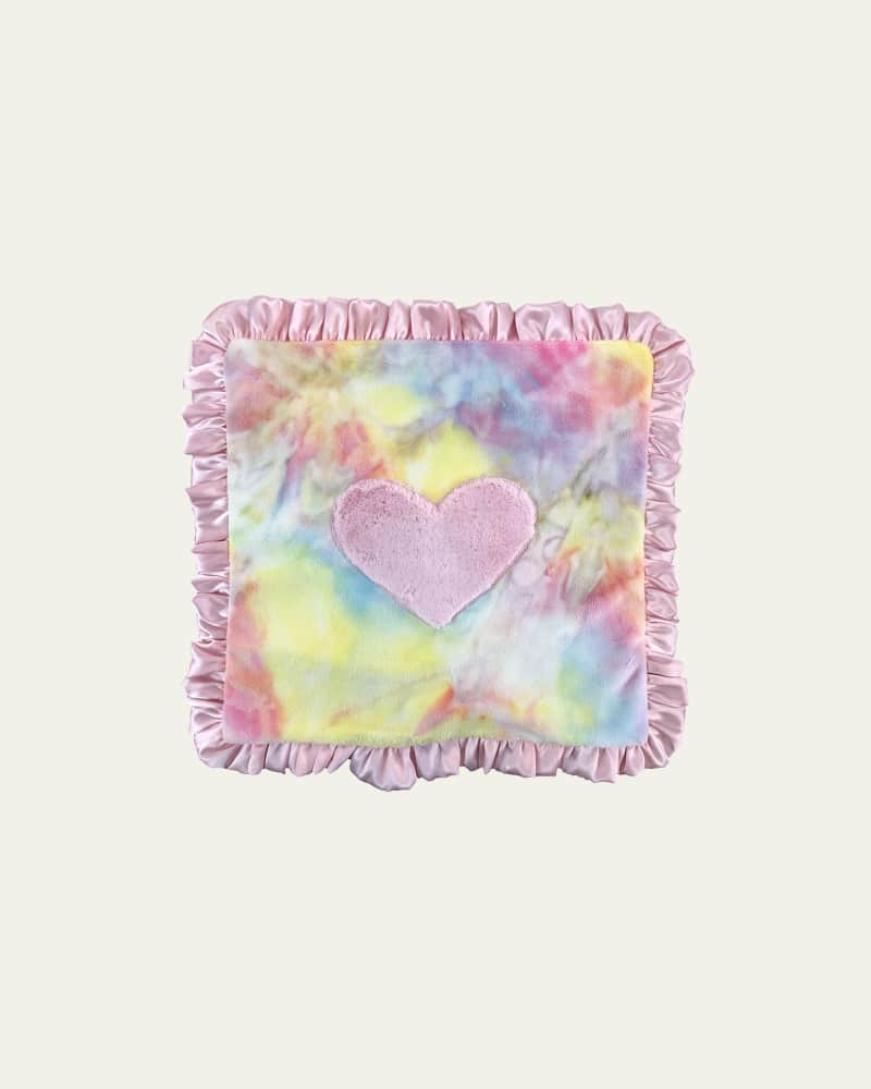 Tie-Dye Heart Satin-Trim Baby Blanket