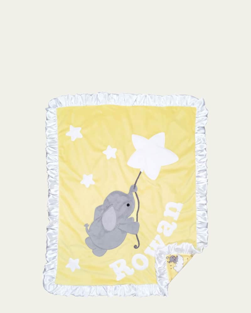 Elephant and Star Baby Blanket w/ Contrast Trim