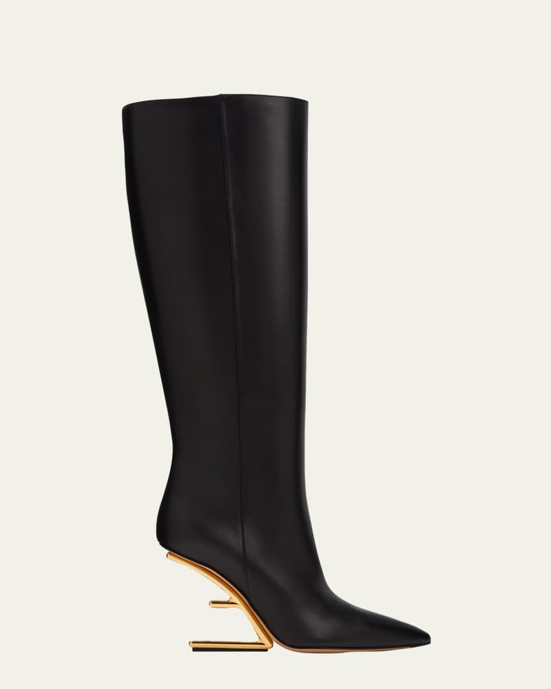 Calfskin F-Heel Tall Boots