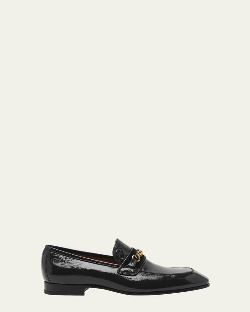 Men's Bailey Glossy Leather Chain Loafers