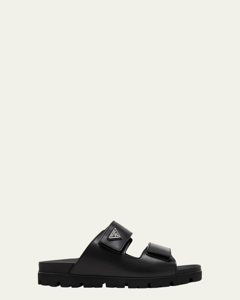 Men's Fussbett Leather Dual-Grip Slide Sandals