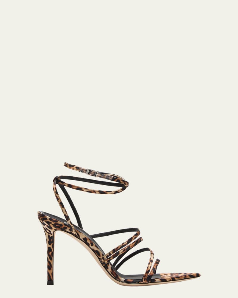 Silk Leopard Ankle-Strap Sandals