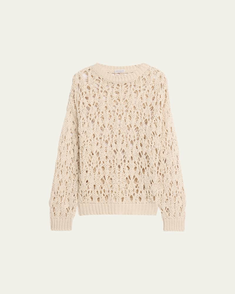 Cotton Open Weave Crochet Sweater