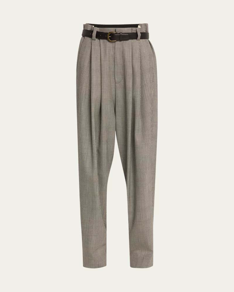 Prince Of Wales Oversized Trousers Pant with Belt
