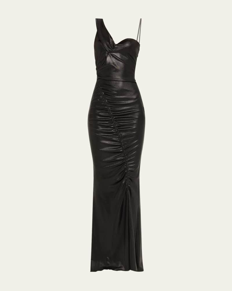 Ruched One-Shoulder Mermaid Gown