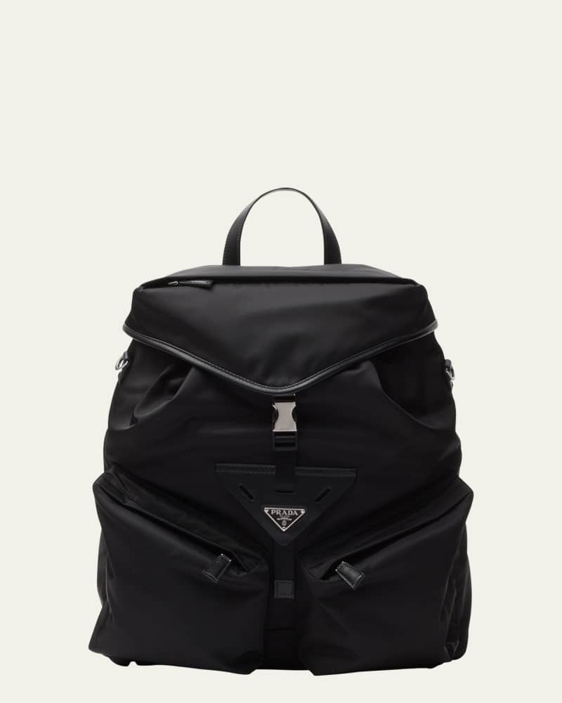 Men's Re-Nylon and Leather Backpack