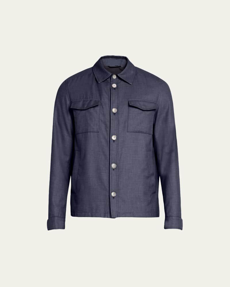 Men's Coated Cashmere-Blend Overshirt