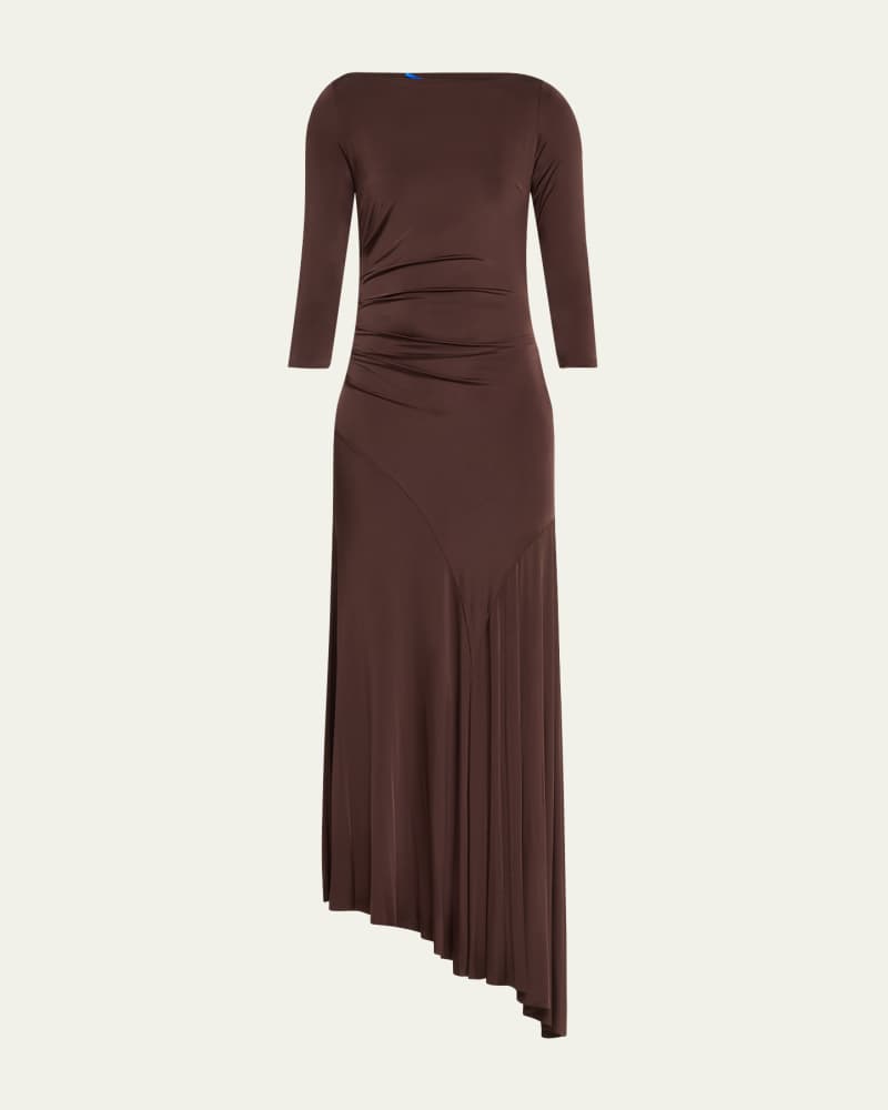 Diany Pleated High-Low Jersey Maxi Dress