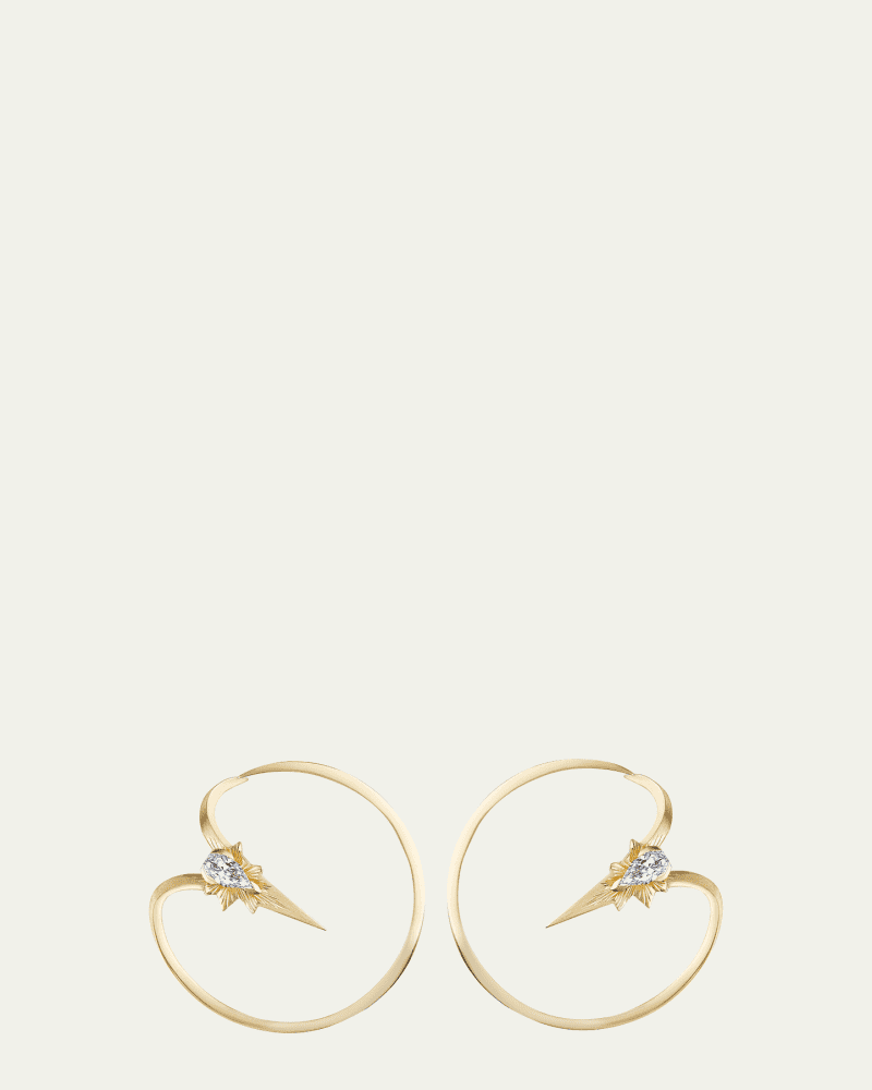 18K Yellow Gold Collision Hoop Earrings with Meteoric Diamonds