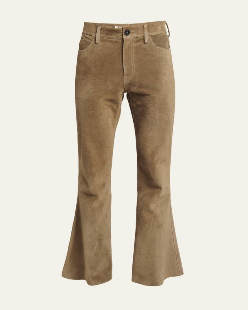 Men's Suede 5-Pocket Flare Pants