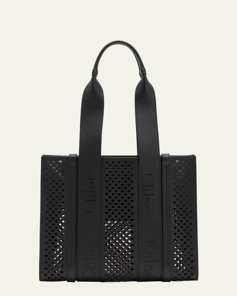 Woody Medium Tote Bag in Perforated Leather