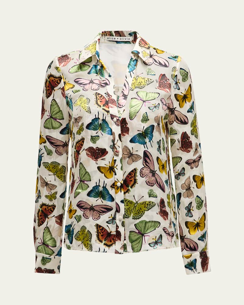 Eloise Boundless Butterfly Button-Front Blouse 